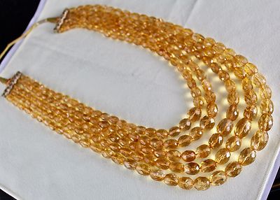 Certified Natural Citrine Beads Necklace 5l 1222ct Faceted Oval Yellow Gemstone
