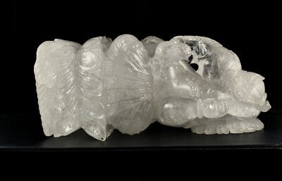 Certified Natural Rock Crystal Quartz 49865 Ct 12" Lord Ganesha Statue Decor