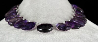 Certified Natural Amethyst Beads Tear Drops 704ct Sterling Silver Necklace 36mm