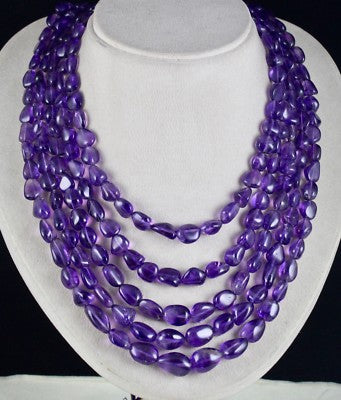 Certified Natural Purple Amethyst 1115 Ct Nugget Beads Gemstone Party Necklace