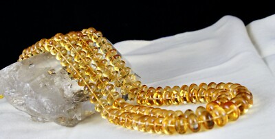 Certified Natural Yellow Citrine Beads Necklace 2 L 607 Ct Gemstone Statement
