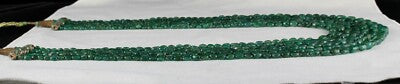 Certified Vintage Natural Emerald 471 Ct Green Gemstone Long Beads Necklace
