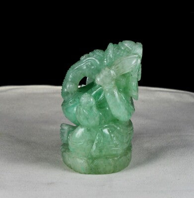 Certified Natural Green Emerald Quartz Lord Ganesha Statue Home Decor 3280 Ct