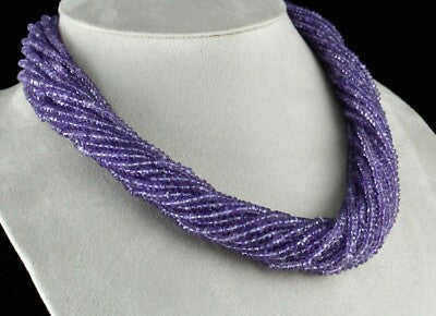 Natural Amethyst Faceted Round Beads 810 Ct Sterling Silver Necklace 20 Line