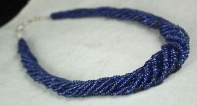Certified Vintage Natural Blue Sapphire 483 Ct Beads Necklace For Women