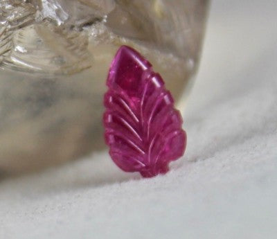 Old Natural No Heat Ruby Carved Leaves 2.07ct Gemstone Ring Pendant