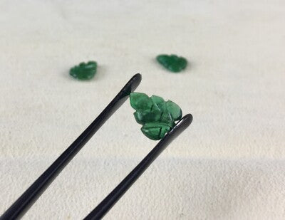 Certified Natural Emerald Carved Leaf 3 Pcs 4 Ct Gemstone Pendant Earring Design