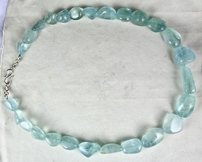 Certified Natural Blue Aquamarine 1471 Ct Sterling Silver Gemstone Necklace