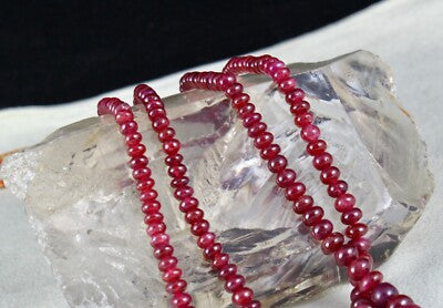 Certified Natural Untreated Ruby Beads Necklace 236ct Round Precious Gemstone
