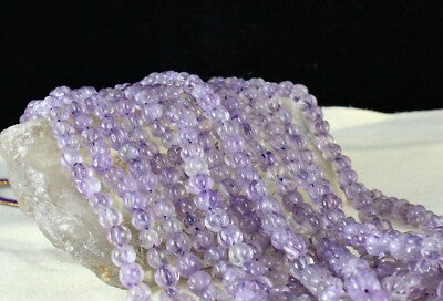 Natural Amethyst Beads Carved Melon Necklace 7l 1024ct Gemstone Antique Fashion