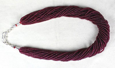 Natural Garnet Round Beaded 25 L 960 Ct Pink Gemstone Sterling Silver Necklace