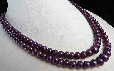 Certified Natural Ruby Beads Round 446 Ct Gemstone Fine Necklace Gifting