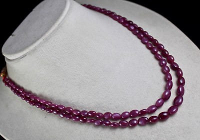 Certified Natural Untreated Ruby 232ct Beads Cabochon Necklace For Women