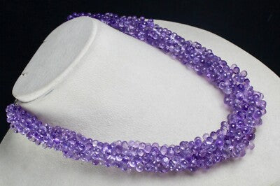 Certified Pink Amethyst 768 Ct Beaded Drop Necklace Sterling Silver Hook