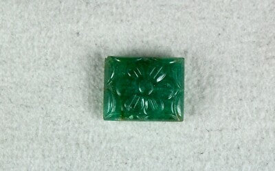 Natural Emerald 6.37 Ct Carved Rectangle Gemstone For Ring Pendant Brooch