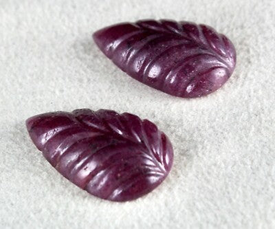 Certified Natural Untreated Ruby 48.80 Ct Carved Leaves Earring Sterling Silver