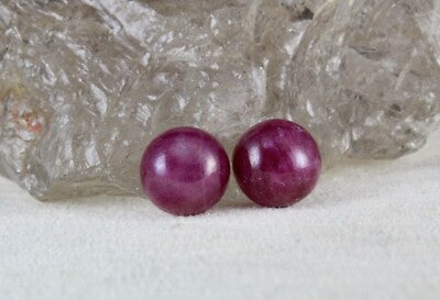 Certified Natural Ruby Round Cabochon Pair Gemstone 19.90 Ct Earrings Women