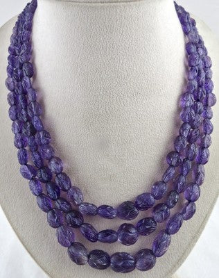 Certified Natural Amethyst Cabochon Beads 564ct Gemstone Necklace