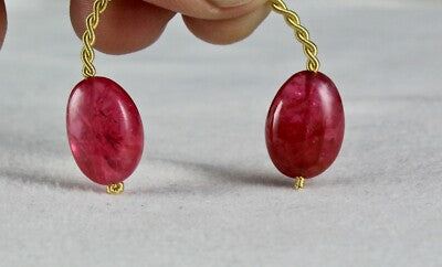 Certified Natural Red Spinel Beads 2 Pc 27.81 Ct Earring Design Cabochon Drilled