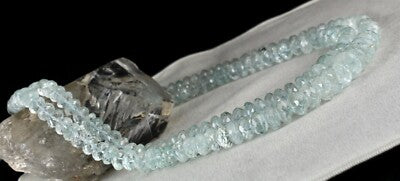 Certified Natural Aquamarine 972 Ct Blue Faceted Beaded Necklace 2 Line