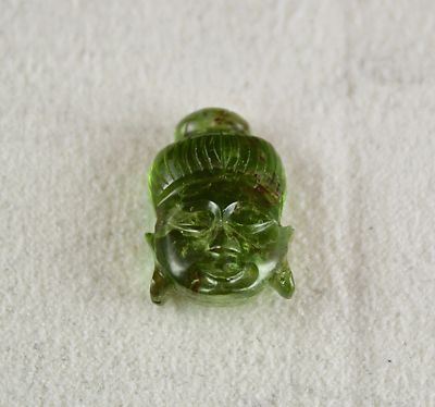 Natural Green Tourmaline Carved Buddha Head 14.14 Ct Loose Gemstone Ring Pendant