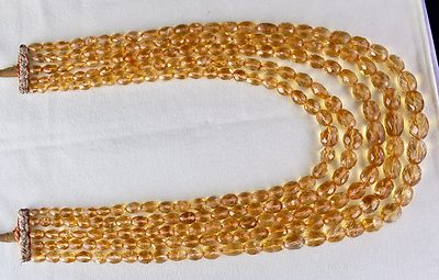 Certified Natural Citrine Beads Necklace 5l 1222ct Faceted Oval Yellow Gemstone