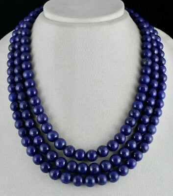Certified Natural Blue Lapis Lazuli Beads 11mm 1280ct Necklace For Women