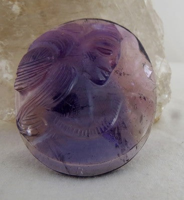 Natural Brazilian Amethyst 97.50ct Carved 46mm Gemstone For Pendant
