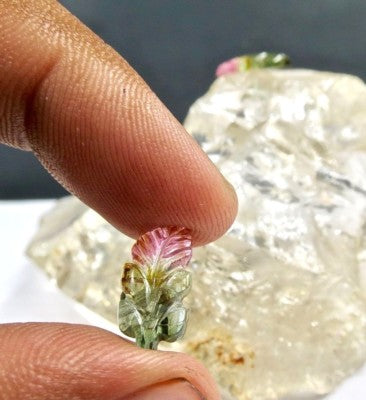 Natural Multi Tourmaline Leaves 10.64 Ct Carved Gemstone For Earrings/pendant