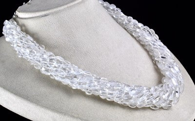 Natural Rock Crystal Quartz Beads Necklace 983 Ct Long Fashion Jewelry For Women
