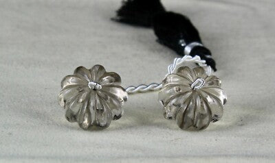 Natural Black Smoky Quartz 45 Ct Carved Melon Round Beads Gemstone