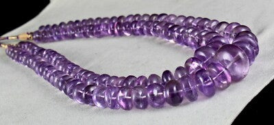 Certified Natural Amethyst 23mm Beads Necklace 1252 Ct Purple Gemstone For Women