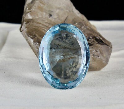 Certified Oval Blue Topaz 257 Ct Pendant 44x34mm Semi Precious Gemstone Women