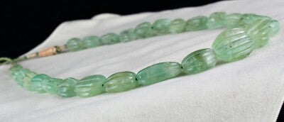 Certified Vintage Natural Emerald Carved 582 Ct Oval 25mm Rare Gemstone Necklace
