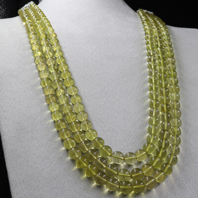 Natural Lemon Quartz Beads Necklace 9mm Round 594 Ct Gemstone Fashion For Women