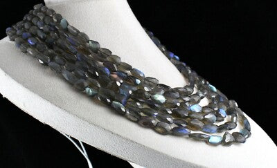 Certified Natural Black Labradorite 1504 Ct Faceted Gemstone Beads Necklace