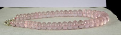 Faceted Rose Quartz Beads Necklace 1125 Ct Pink Gemstone Sterling Silver
