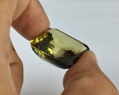 Natural Lemon Quartz 53.90ct Octagon Cut Semi Precious Gemstone Pendant Ring
