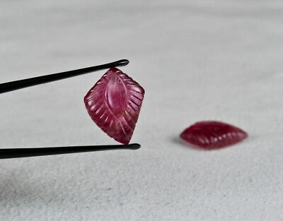 Natural Pink Tourmaline Carved Leaves Gemstone For Earring Design 21.63 Ct