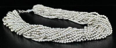 Old Antique 925 Sterling Silver Beads Necklace 705 Ct Designer Bunch