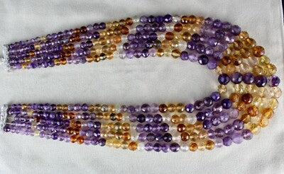 Natural Citrine Amethyst Faceted Multi Beads 1085 Ct Gemstone Necklace 5l