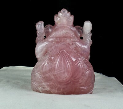 Certified Natural Rose Quartz 8960 Ct Lord Ganesha Pink Gemstone Home Decor