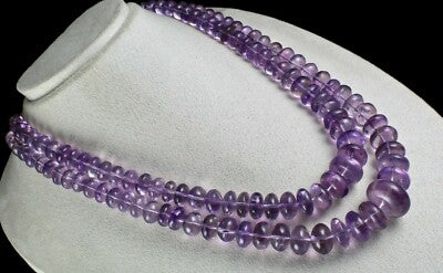 Certified Natural Amethyst 23mm Beads Necklace 1252 Ct Purple Gemstone For Women