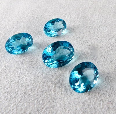 4 Pcs Finest Blue Topaz Oval Cut 38.75 Ct Gemstone For Pendant/earring/ring