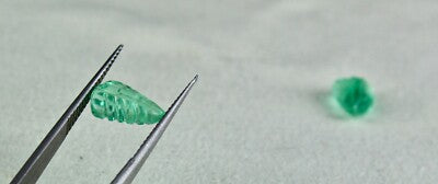 Certified Natural Colombian Emerald 4.96 Ct Carved Leaves Pair Loose Gemstone