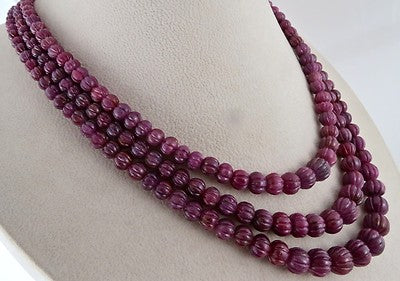 Certified Estate Natural Unheat Ruby 621ct Melon Beads Necklace For Women
