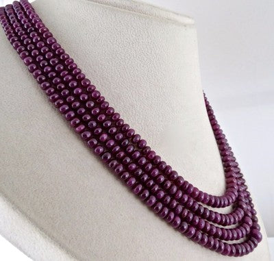 Certified Natural Noheat Ruby 633ct Beads Round Ladies Necklace