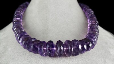 Certified Natural Brazilian Amethyst 1220 Cts Faceted Sterling Silver Necklace