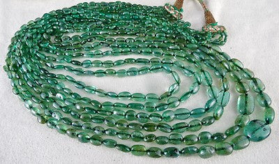 Certified Natural Emerald Necklace 398 Ct Cabochon Beads Important Gemstone