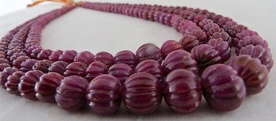 Certified Estate Natural Unheat Ruby 621ct Melon Beads Necklace For Women